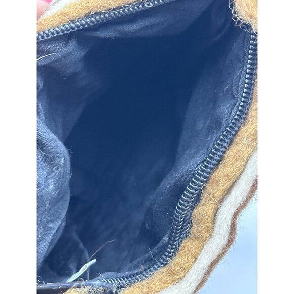 Handmade Wool Felt Crossbody Bag Colorful Spiral Design Leaf Accent Nepal - Picture 6 of 13